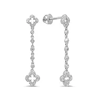 boucles d'oreilles pendantes en or blanc 14 carats avec diamant blanc 0,30 carat (ctw) pour femme, or blanc, diamant