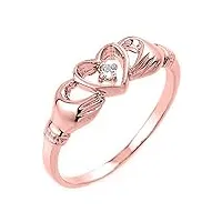 petits merveilles d'amour bague femme 14 ct or 585/1000 claddagh - or rose claddagh avec diamant
