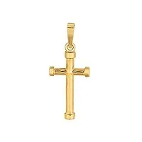 or jaune 14 k diamant coupe tube rond finition style pendentif croix