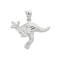 joyara collier pendentif - 10 ct or blanc 471/1000 diamant coupe collier pendentif kangaroo (vient avec une chaîne de 45 cm)