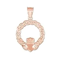 petits merveilles d'amour - 14 ct or rose 585/1000 classique tressé claddagh- pendentif