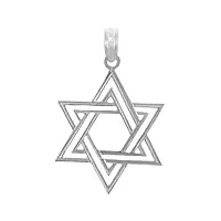 collier pendentif - - 14 ct 585/1000 charm juive - double or blanc Étoile de david