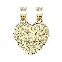 joyara collier pendentif - - 14 ct or jaune 585/1000 "garçon/fille ami coeur-