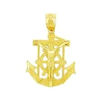 joyara collier pendentif - - 14 ct 585/1000 religieux charms - le mariners ancre-croix-or