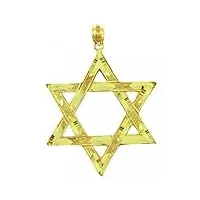 collier pendentif - 14 ct or 585/1000 charm collier pendentif juive - grand or Étoile de david collier pendentif (vient avec une chaîne de 45 cm)