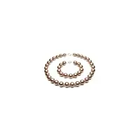 parure femme collier et bracelet perles sss bronze et argent 925/1000