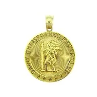 10 k or jaune médaille st christophe catholique charm traveller protection pendentif par saint collection