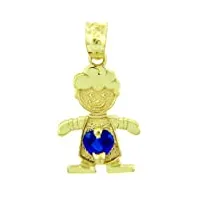 joyara collier pendentif - - 14 ct 585/1000 - petit garçon bleu pierre de naissance- charm (vient avec une chaîne de 45 cm)