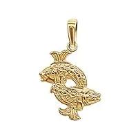 clever schmuck pendentif signe du zodiaque en or 16 x 14 mm poisson brillant et double face forme plastique or 333 8 carats
