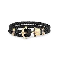 paul hewitt bracelet homme phrep ancre - bracelet cordage nautique en nylon (noir), cadeau homme, bracelet ancre marine en laiton