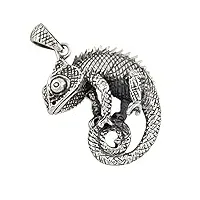 caméléon, salamandre, reptile, pendentif en argent 925
