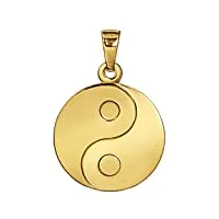 pendentif yin yang clever schmuck en or 333 véritable, 8 carats, mat et brillant, diamètre 16 mm