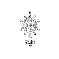 bijoux laperledargent pendentif croix huguenote md homme argent 925‰ rhodié + écrin (offert) + certificat d'authenticité argent 925‰