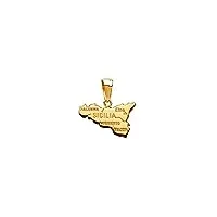 bijoux laperledargent pendentif carte de la sicile plaqué or + écrin (offert)