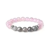 coai bracelet pierres véritables quartz rose labradorite Élastique femme 15-16.5cm