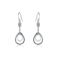 stella maris - boucles d'oreilles pendantes - argent 925 - diamant 0.04 cts - stm15j042
