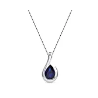 miore bijoux pour femmes collier avec pendentif pierre gemme/pierre précieuse saphir bleu 0.85 ct chaîne en or blanc 9 carats / 375 or, longueur 45 cm