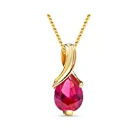 miore collier pour femmes collier avec pendentif pierre précieuse forme poire rubis rouge chaîne en or jaune 9 carat /375 or, bijoux longueur 45 cm