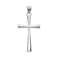solide 14 k or blanc simple pendentif en forme de croix religieux bijoux par fdj
