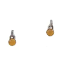 bijoutier damiata – boucles d'oreilles femme pendantes en or blanc 18 carats avec quartz et zirconium
