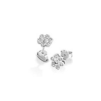 marika gioielli boucles d'oreilles en or blanc 18 carats et diamants 0,23 carats, en forme de fleur, idée cadeau pour femme ou fille