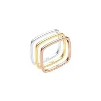 elli - bague - femme - argent - 925/1000 - anneaux multiples carrées - trois couleurs - 0602451216_54