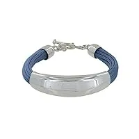 les poulettes bijoux - bracelet argent demi-jonc sur fils de coton - classics - bleu