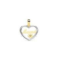 pendentif cœur fleur"mama" or bicolore 18 carats