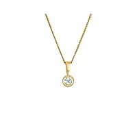 elli diamonds collier femmes solitaire rond avec diamant (0.11 ct.) en or jaune 585