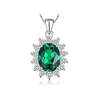 jewelrypalace 2.28ct elégant diana princesse kate middleton collier pendentif femme en imitation emeraude verte avec une chaîne en argent sterling 925 45cm