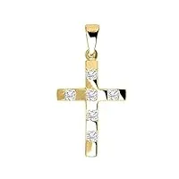 my gold pendentif en forme de croix (sans chaîne) - or jaune 585 véritable (14 carats) - avec zircone - 25 mm x 15 mm - croix dorée colisee v0001379, or jaune, oxyde de zirconium