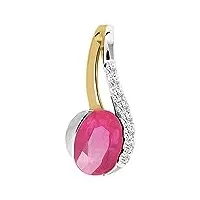 mygold – pendentif femme (sans chaîne) – or bicolore 8 diamants (0.06ct) 1 rubis sund ream mod de 07049, rouge