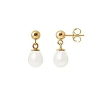 boucles d'oreilles pendantes perles de culture blanches et or jaune 750/1000