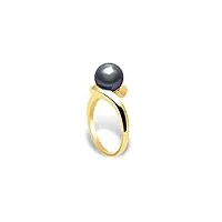 blue pearls le pur plaisir des perles bague femme perle de culture noire aa de 7 mm et or jaune 375/1000