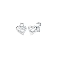 elli boucles d'oreilles femmes clous d'oreilles motif coeur Élégant avec diamant (0.06 ct.) en argent sterling 925