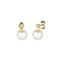 elli diamonds boucles d'oreilles femmes perle Élégante avec diamant (0.06 ct.) en or jaune 585
