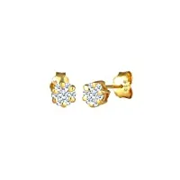 elli diamonds boucles d'oreilles femmes clous d'oreilles fleur avec diamant (0.24 ct.) en or jaune 585
