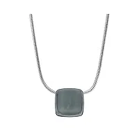 skagen collier pour femmes verre de mer, 14 mm x 14 mm x 5 mm pendentif en acier inoxydable argenté, skj0868040