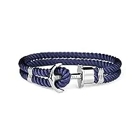 paul hewitt bracelet homme & femme phrep ancre - bracelet cordage nautique en nylon (bleu marine), cadeau homme & femme, bracelet ancre marine en inox (argenté)