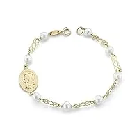 inmaculada romero ir bracelet gold 18k communion pearls 5 mm et longueur de médaille 16 cm [aa1981gr] - personnalisable - enregistrement inclus dans le prix
