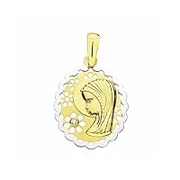inmaculada romero ir médaille pendentif 21mm 18k bicolor d'or. nina fleur virginale zircone cubique [aa2029]