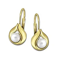 clever schmuck petites boucles d'oreilles pour femme en or 333 8 carats avec perles de culture d'eau douce blanches de 4 mm de diamètre