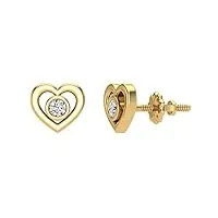 boucles d'oreilles coeur pour filles-femmes love diamond studs gift box cartes d'authenticité or jaune 10k 0,10 ct t.w.