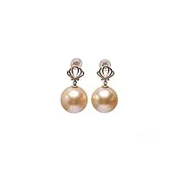 jyx pearl boucles d'oreilles pendantes en or 14 carats de qualité aaa avec perles de culture des mers du sud 10 mm