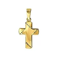 petit pendentif clever schmuck - mini croix - 11 x 8 mm - en or 333 - 8 carats - avec intérieur brillant