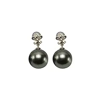 jyx boucles d'oreilles perles de tahiti noires 11.5mm en or 14 carats  pendre boucles d'oreilles pour femmes