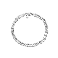 amberta® bijoux - bracelet - chaîne argent 925/1000 - double maille gourmette - largeur 4.5 mm - longueur 18 19 20 cm (19cm)