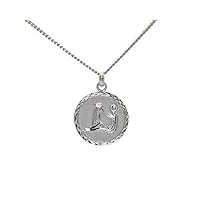coffret pendentif zodiac signe verseau médaille et chaine en argent massif avec coffret pour offrir. gravure personnalisée possible