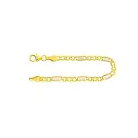 edelind bracelet chaîne fantasie en or blanc et jaune bicolore 333/1000 21 cm,3,5 mm avec fermoir mousqueton - bijoux pour homme