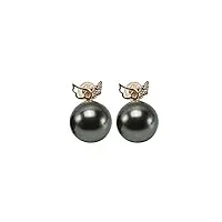 jyx boucles d'oreilles perle de tahiti noire 11.5mm en or 18k ailes boucles d'oreilles pour les femmes